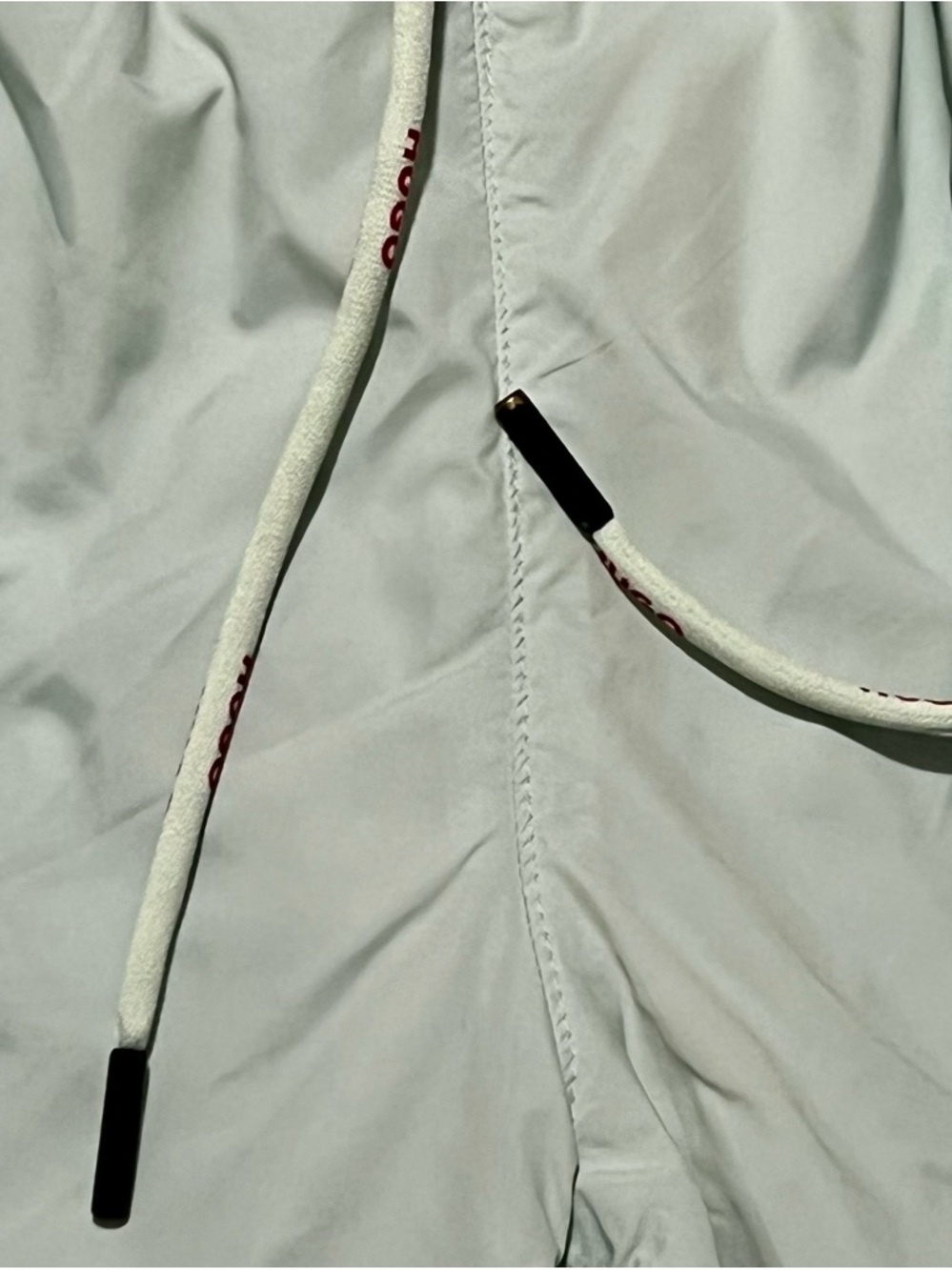 HUGO Light Mint Green Swim Shorts with Red Logo - Picture 3 of 8